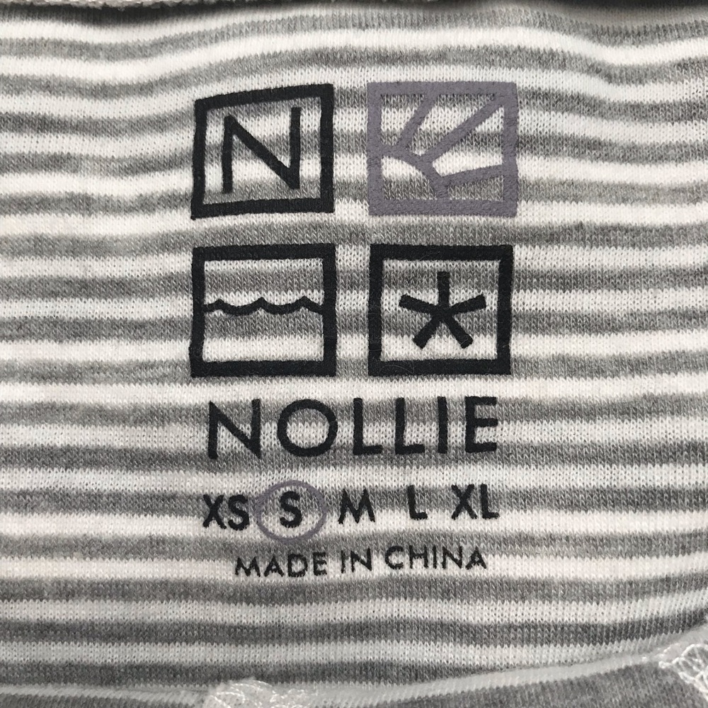 Nollie Gray White Striped Long Sleeve Top Small - Picture 3 of 5